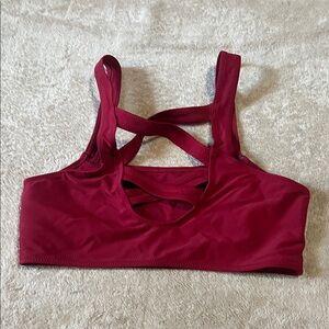 Burgundy Strappy Sports Bra